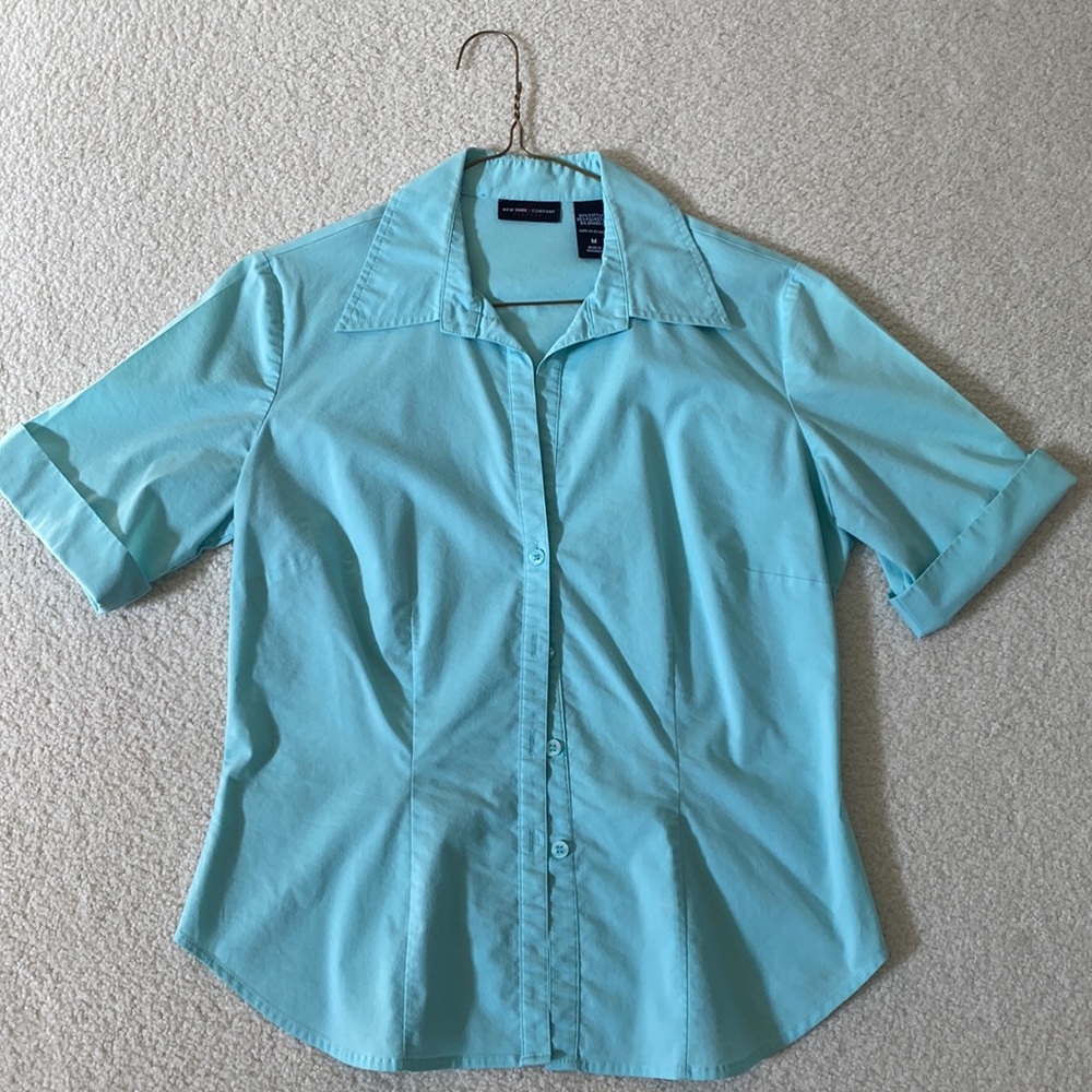 Fitted short sleeve top stretch Medium turquoise